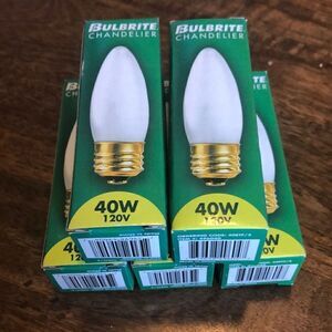 Bulbrite 40w 120v B10 Candelabra E12 Base frosted